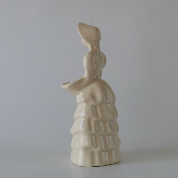 Vintage Mid-Century Haeger White Colonial Woman With Basket Planter 7.5" Tall - Picture 3 of 11